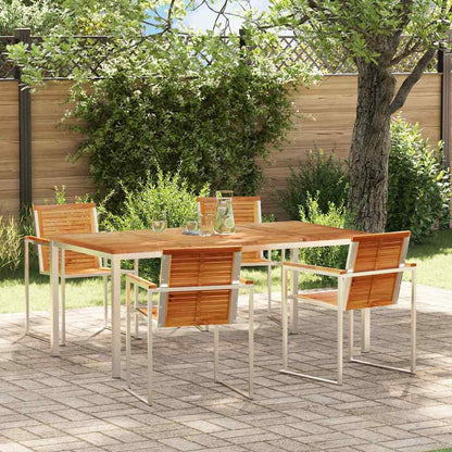 Set da Pranzo per Giardino 5 pcs Marrone Legno di teak solido