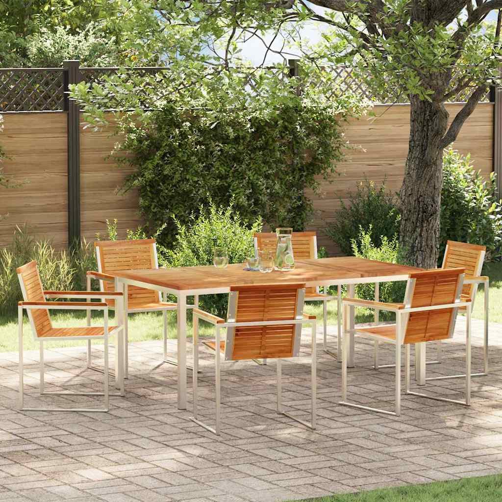 Set da Pranzo per Giardino 7 pcs Marrone Legno di teak solido