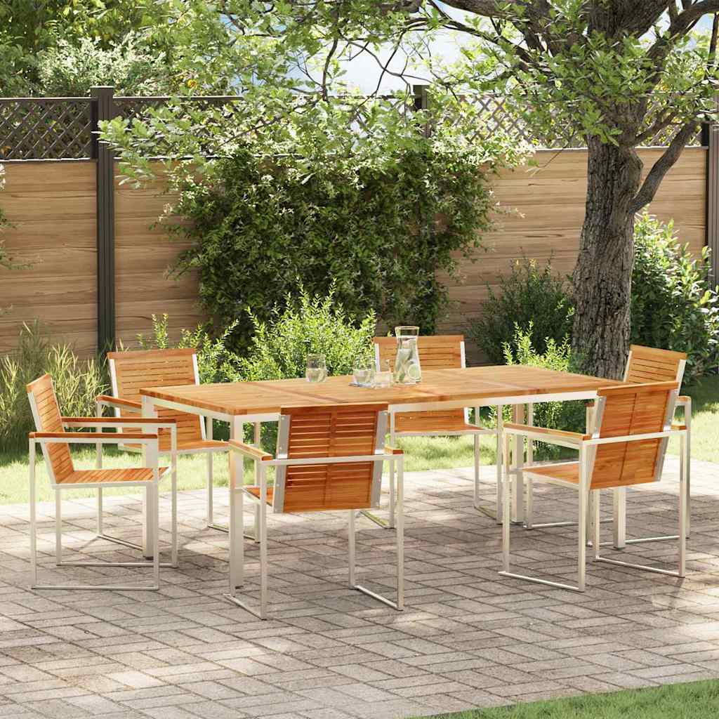 Set da Pranzo per Giardino 7 pcs Marrone Legno di teak solido