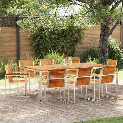Set da Pranzo per Giardino 9 pcs Marrone Legno di teak solido