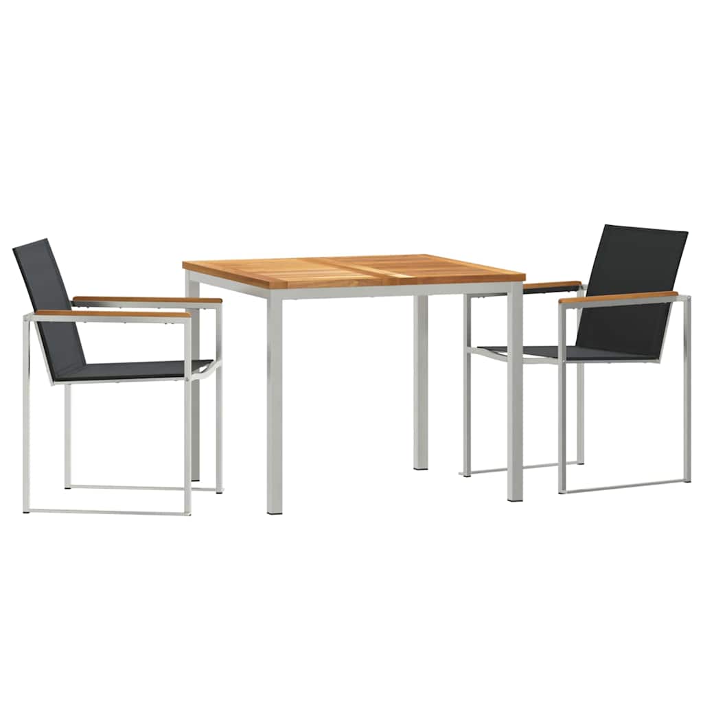 Set da Pranzo per Giardino 3 pcs Marrone Legno di teak solido