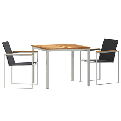 Set da Pranzo per Giardino 3 pcs Marrone Legno di teak solido