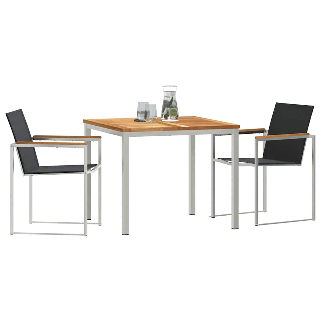 Set da Pranzo per Giardino 3 pcs Marrone Legno di teak solido