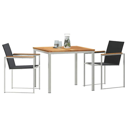 Set da Pranzo per Giardino 3 pcs Marrone Legno di teak solido