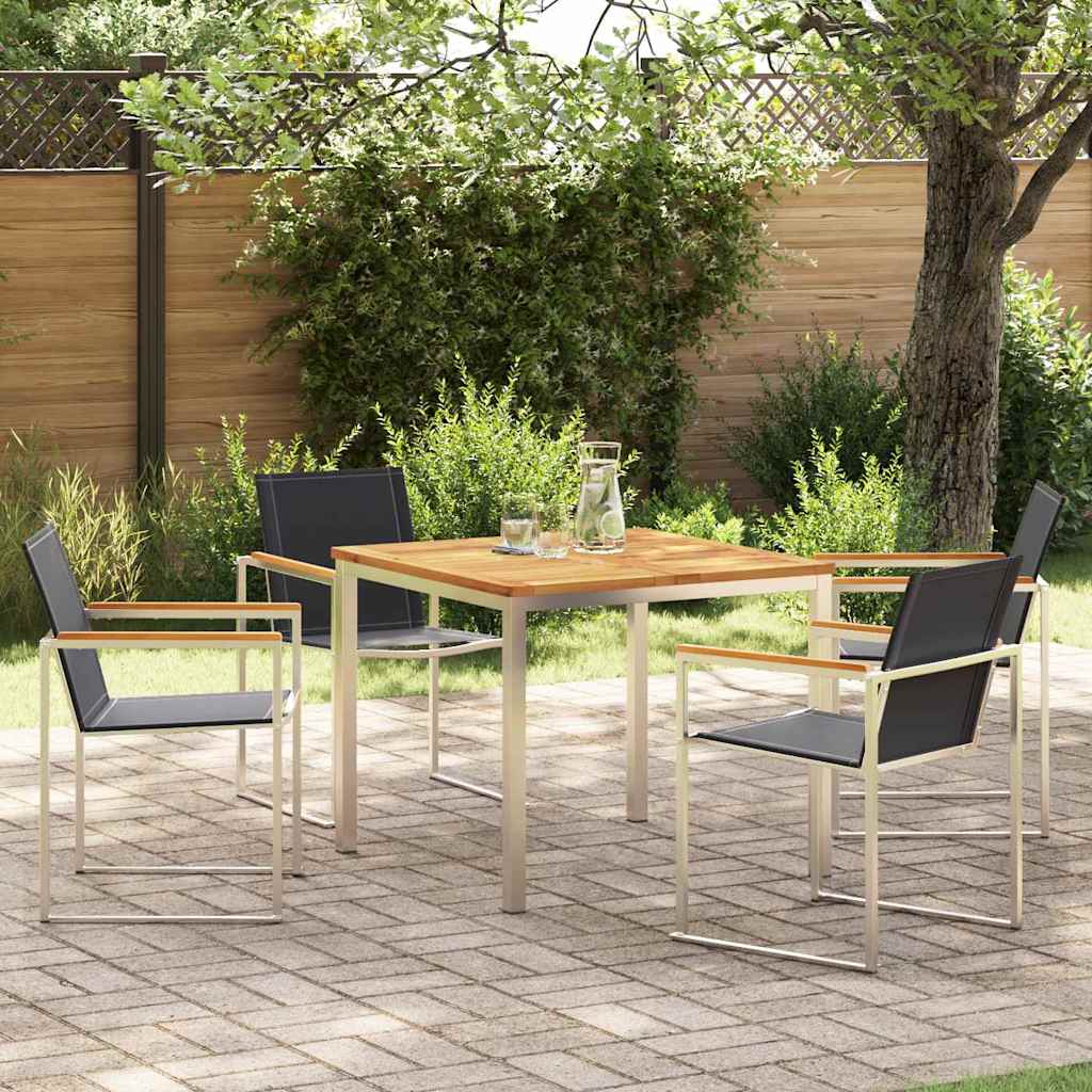 Set da Pranzo per Giardino 5 pcs Marrone Legno di teak solido