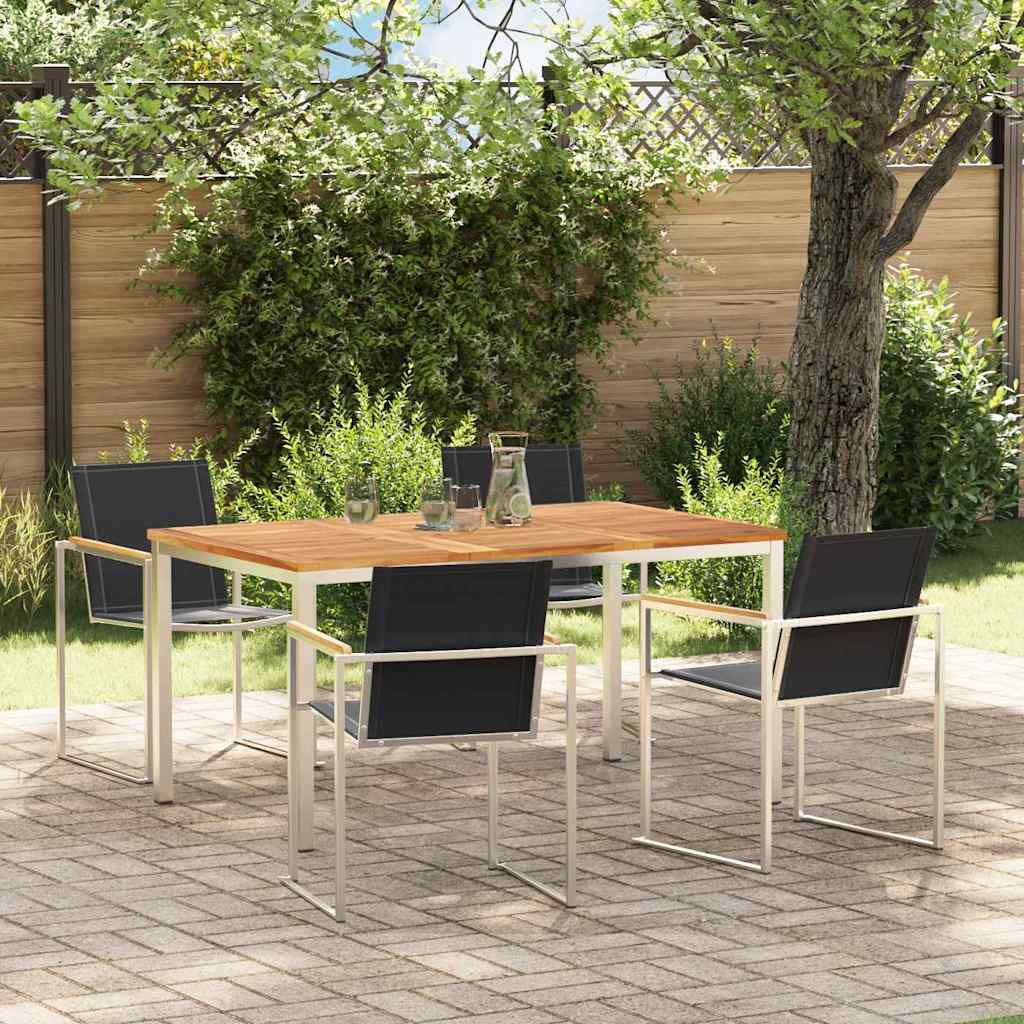 Set da Pranzo per Giardino 5 pcs Marrone Legno di teak solido