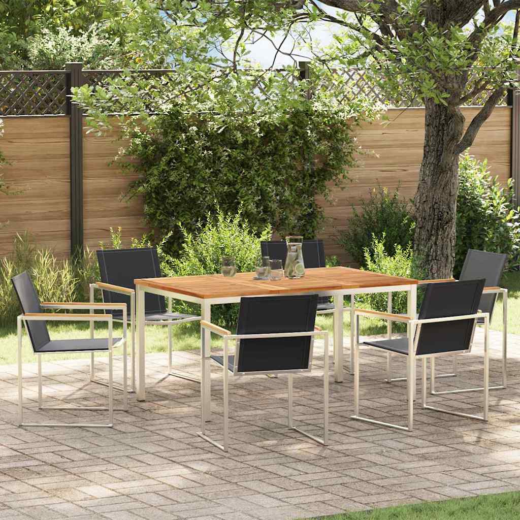 Set da Pranzo per Giardino 7 pcs Marrone Legno di teak solido