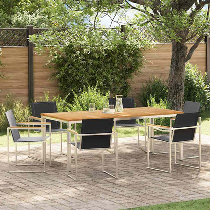Set da Pranzo per Giardino 7 pcs Marrone Legno di teak solido