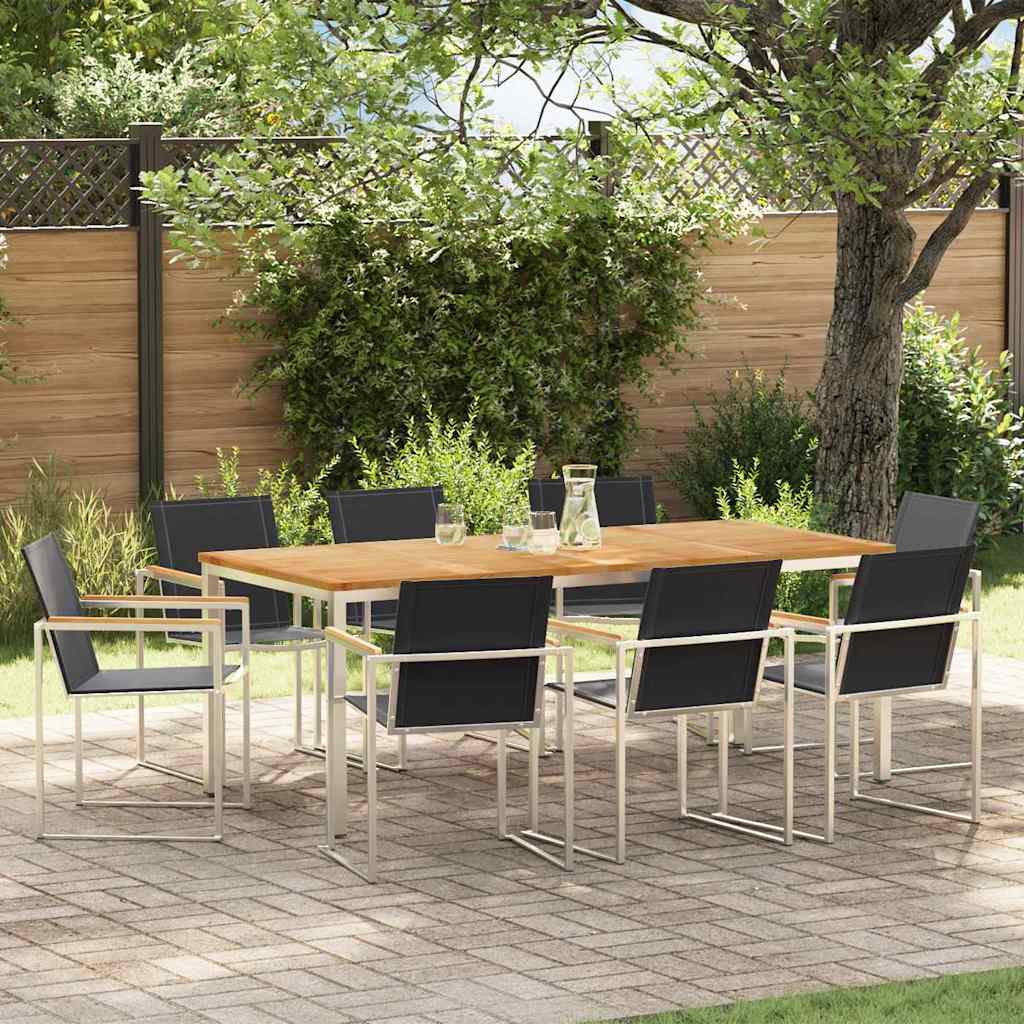 Set da Pranzo per Giardino 9 pcs Marrone Legno di teak solido