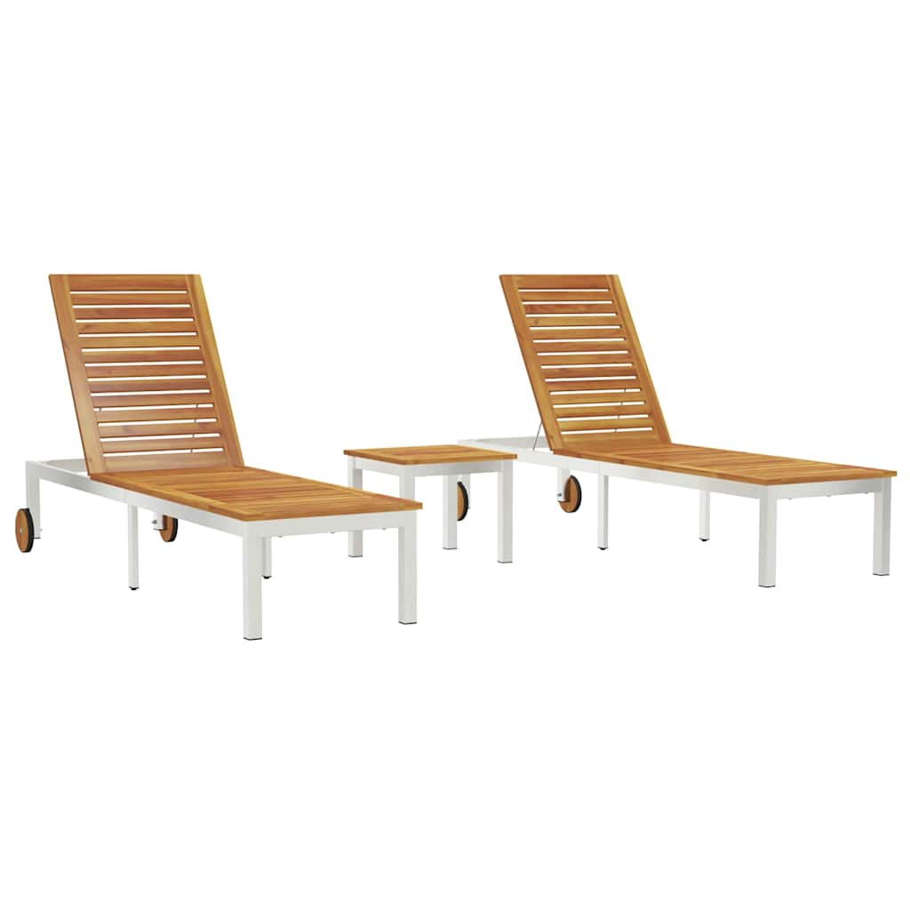 Lettino 2-persona 3 pcs Marrone Legno di Acacia Massello