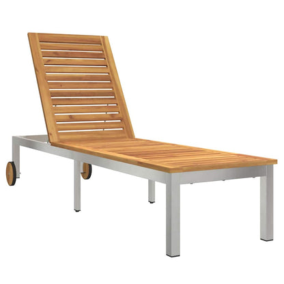 Lettino 2-persona 3 pcs Marrone Legno di Acacia Massello