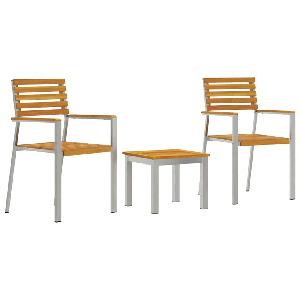 Set da Pranzo per Giardino 3 pcs Legno di Acacia Massello