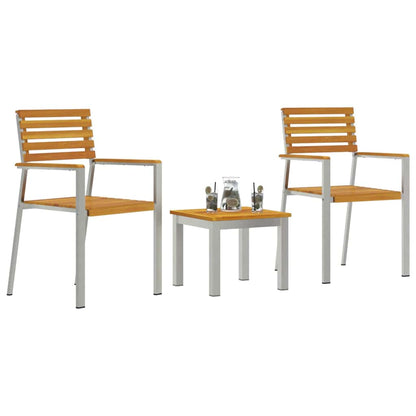 Set da Pranzo per Giardino 3 pcs Legno di Acacia Massello