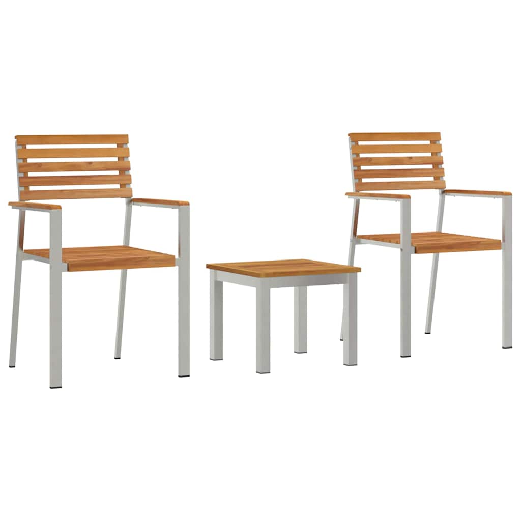 Set da Pranzo per Giardino 3 pcs Marrone Legno di teak solido