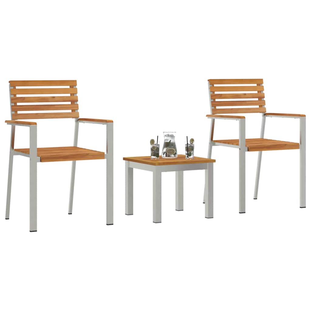 Set da Pranzo per Giardino 3 pcs Marrone Legno di teak solido