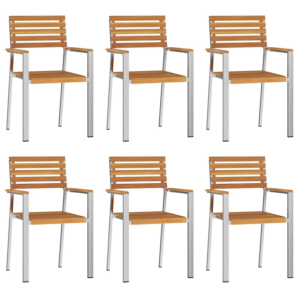 Sedia da Giardino 6 pcs Olio Naturale Legno di Acacia Massello