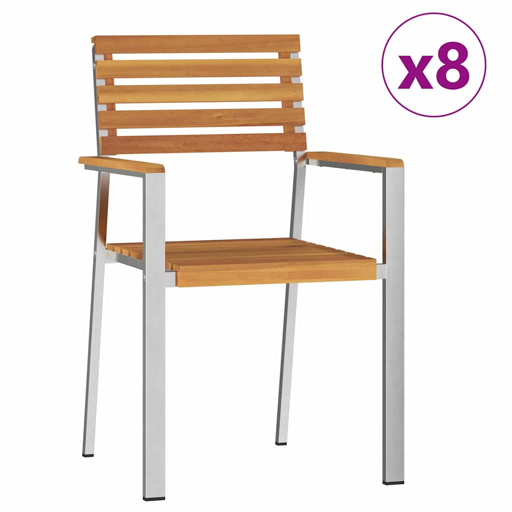 Sedia da Giardino 8 pcs Olio Naturale Legno di Acacia Massello