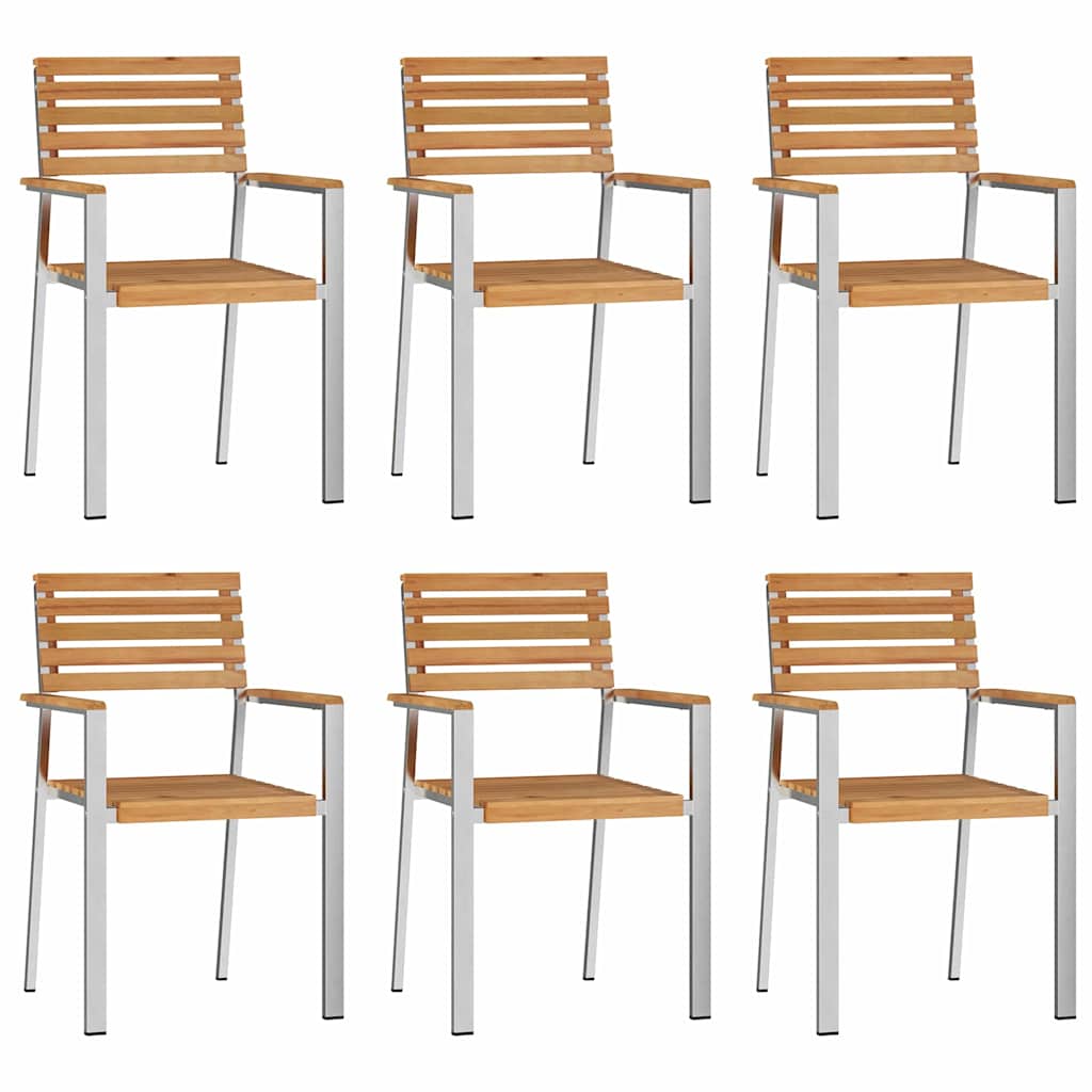 Sedia da Giardino 6 pcs Olio Naturale Legno di teak solido