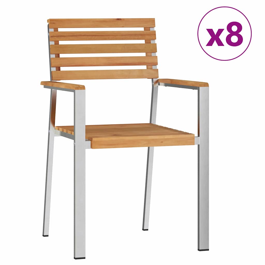 Sedia da Giardino 8 pcs Olio Naturale Legno di teak solido
