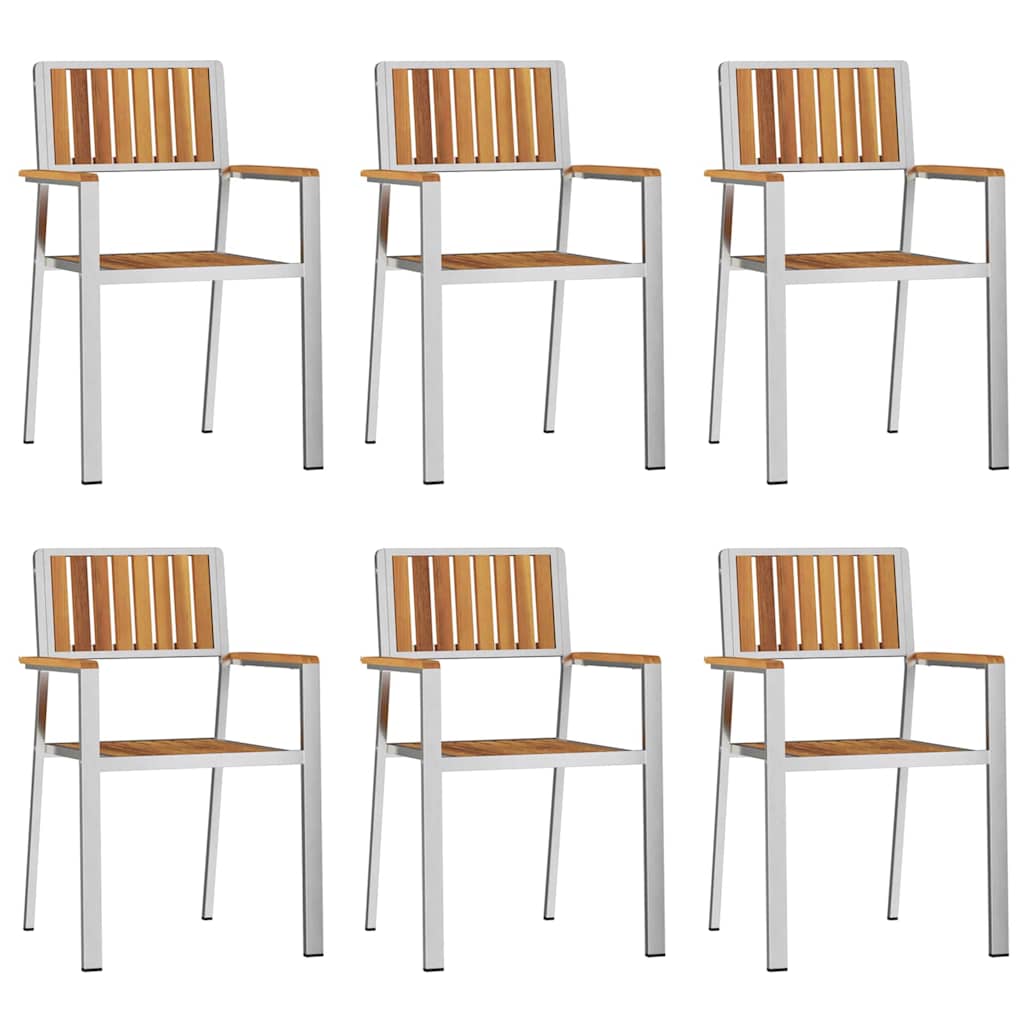 Sedia da Giardino 6 pcs Marrone Legno di Acacia Massello