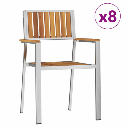 Sedia da Giardino 8 pcs Marrone Legno di Acacia Massello