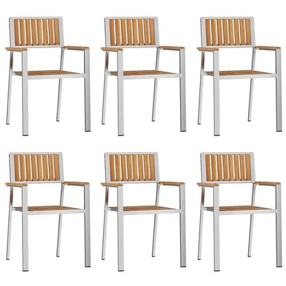 Sedia da Giardino 6 pcs Marrone Legno di teak solido