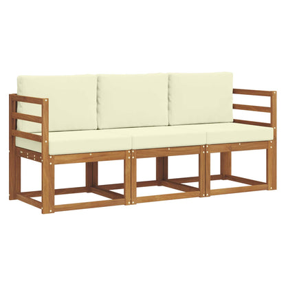 Set di divani da esterno con cuscino 3 pcs Naturale e Crema