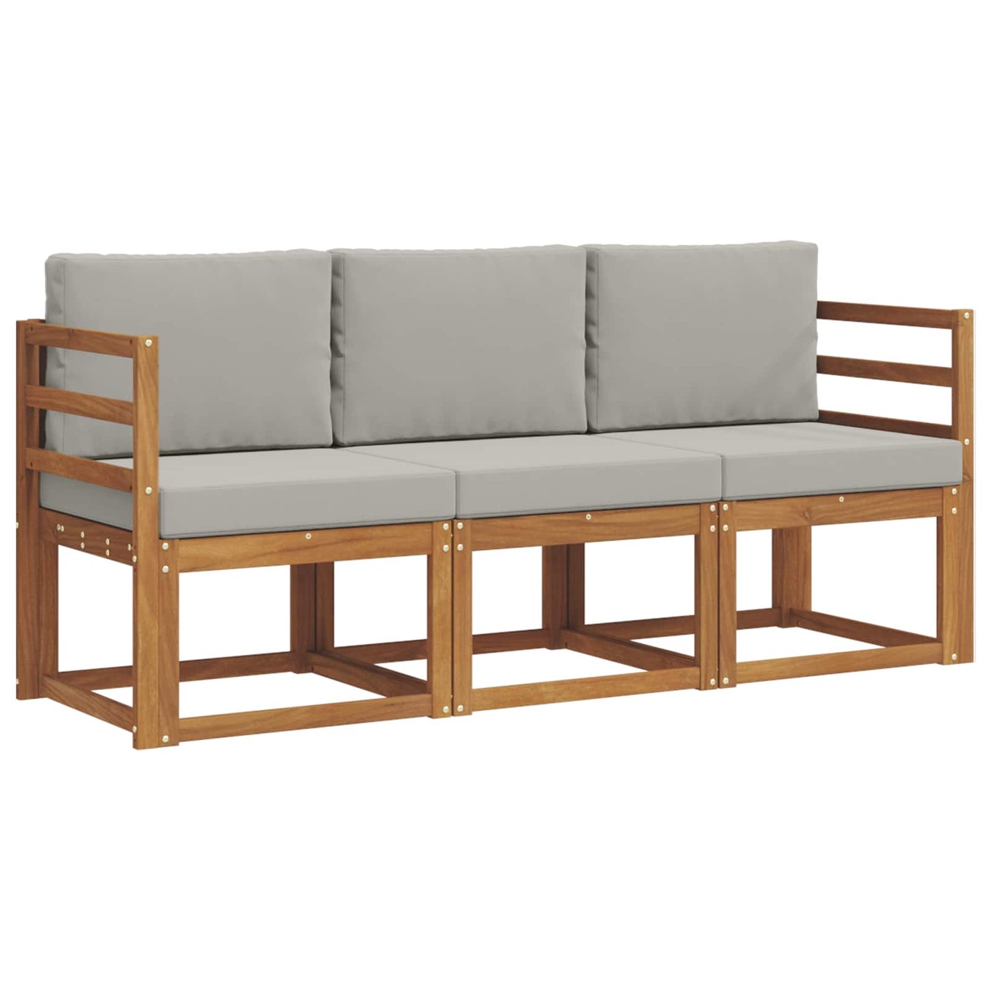 Set di divani da esterno 3 pcs Grigio Naturale e Chiaro