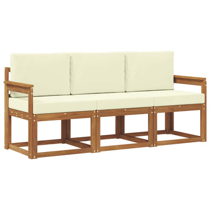 Set di divani da esterno con cuscino 3 pcs Naturale e Crema