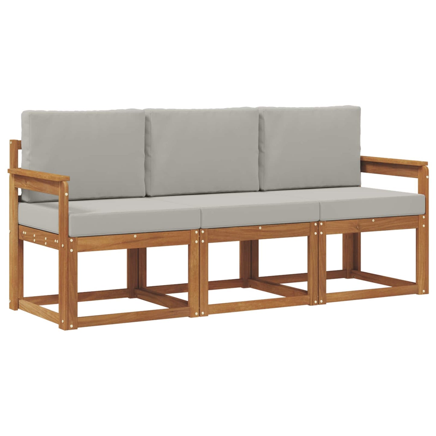 Set di divani da esterno 3 pcs Grigio Naturale e Chiaro