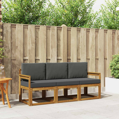 Set di divani da esterno con cuscino 3 pcs Naturale e Antracite
