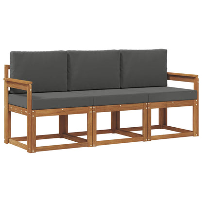 Set di divani da esterno con cuscino 3 pcs Naturale e Antracite