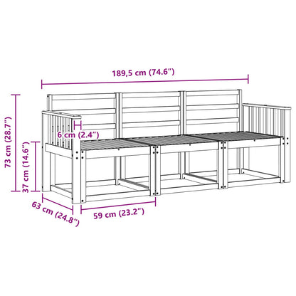 Set di divani da esterno 3 pcs Naturale