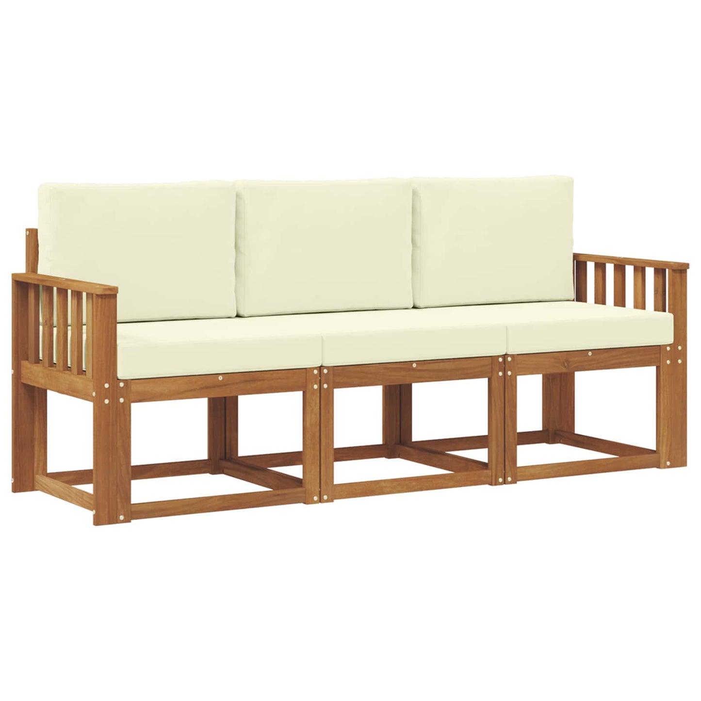 Set di divani da esterno con cuscino 3 pcs Naturale e Crema