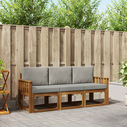 Set di divani da esterno 3 pcs Grigio Naturale e Chiaro