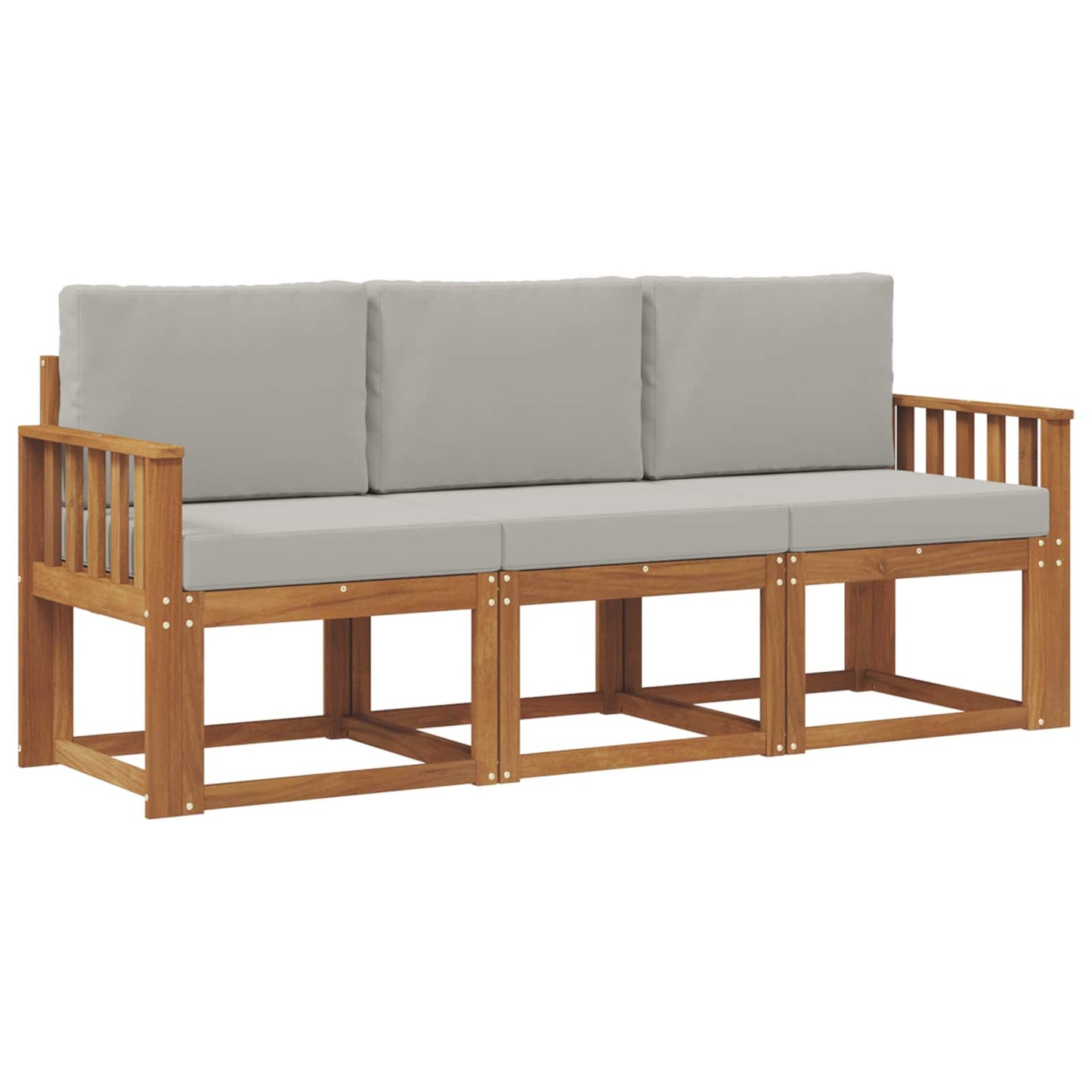 Set di divani da esterno 3 pcs Grigio Naturale e Chiaro