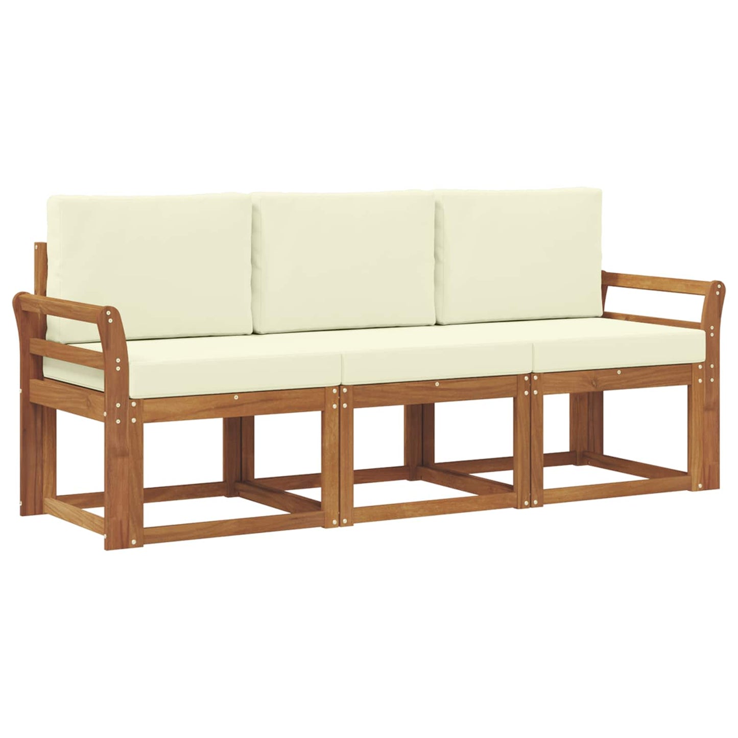 Set di divani da esterno con cuscino 3 pcs Naturale e Crema
