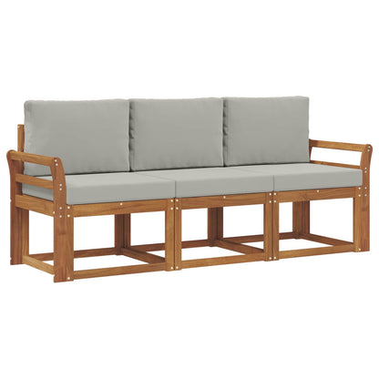 Set di divani da esterno 3 pcs Grigio Naturale e Chiaro
