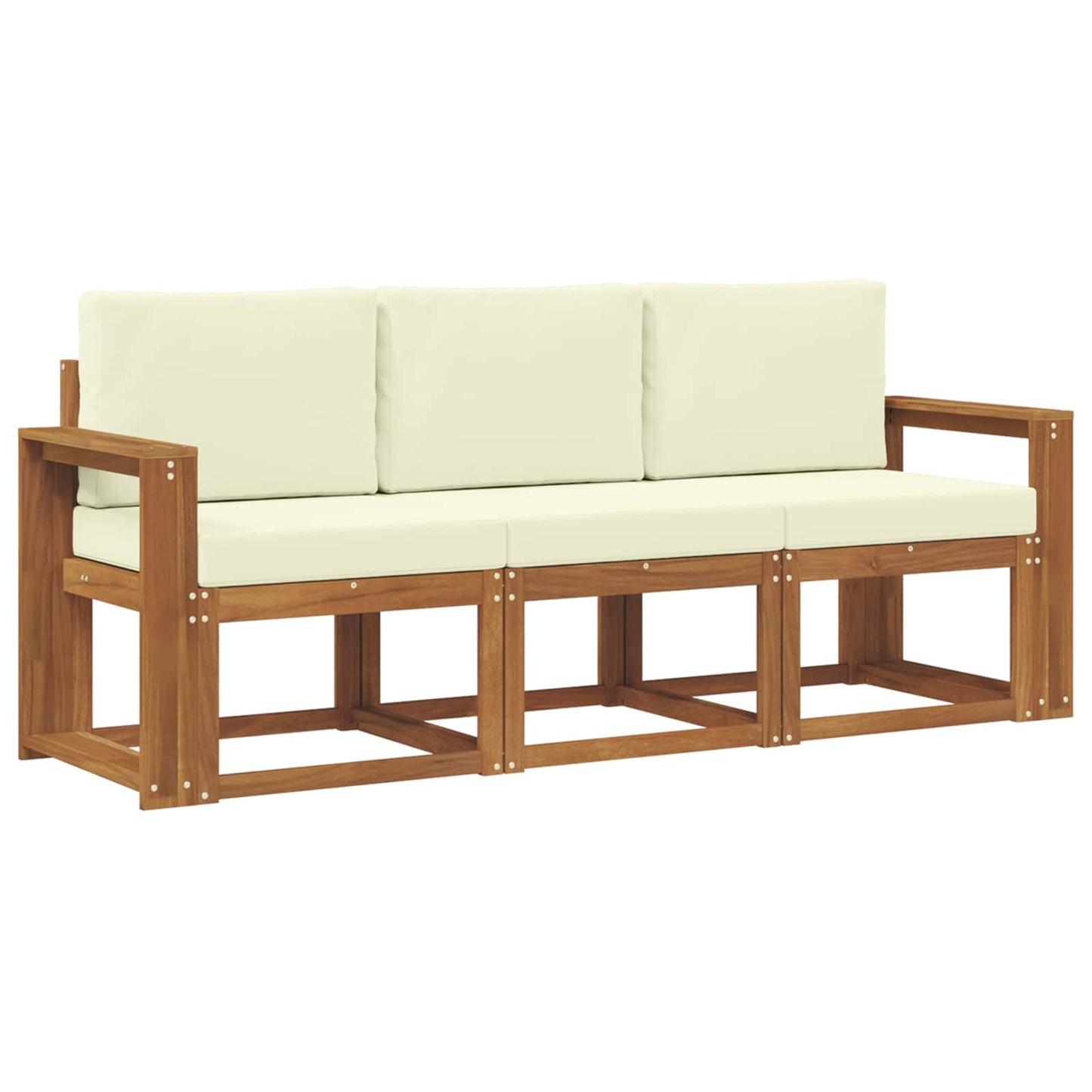 Set di divani da esterno con cuscino 3 pcs Naturale e Crema