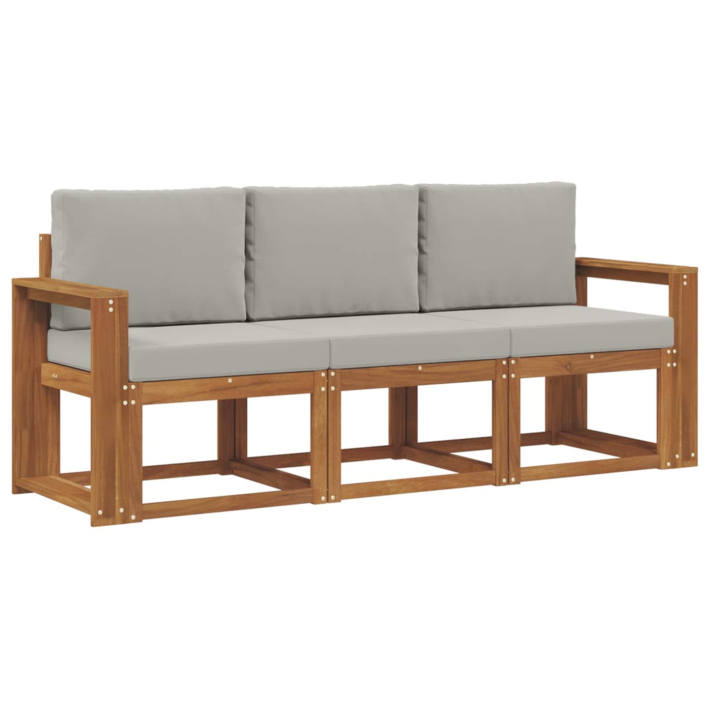 Set di divani da esterno 3 pcs Grigio Naturale e Chiaro