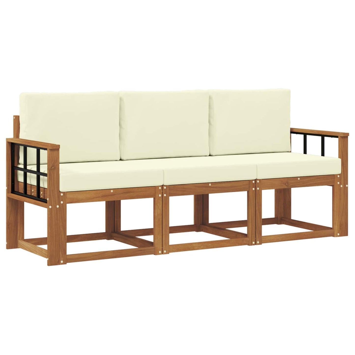 Set di divani da esterno con cuscino 3 pcs Naturale e Crema