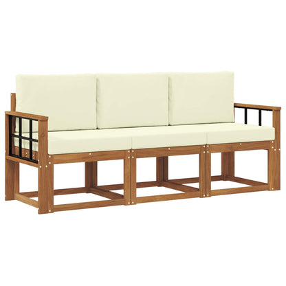 Set di divani da esterno con cuscino 3 pcs Naturale e Crema