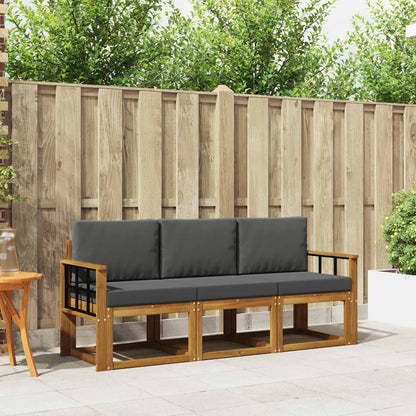 Set di divani da esterno con cuscino 3 pcs Naturale e Antracite