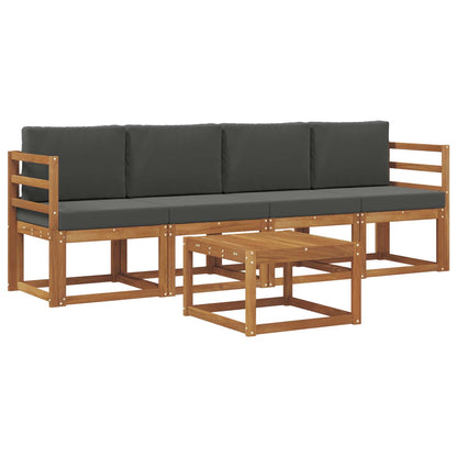Set di divani da esterno con cuscino 5 pcs Naturale e Antracite