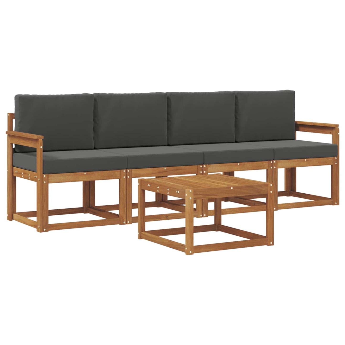 Set di divani da esterno con cuscino 5 pcs Naturale e Antracite