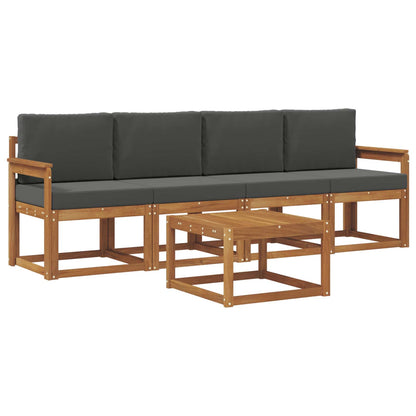 Set di divani da esterno con cuscino 5 pcs Naturale e Antracite