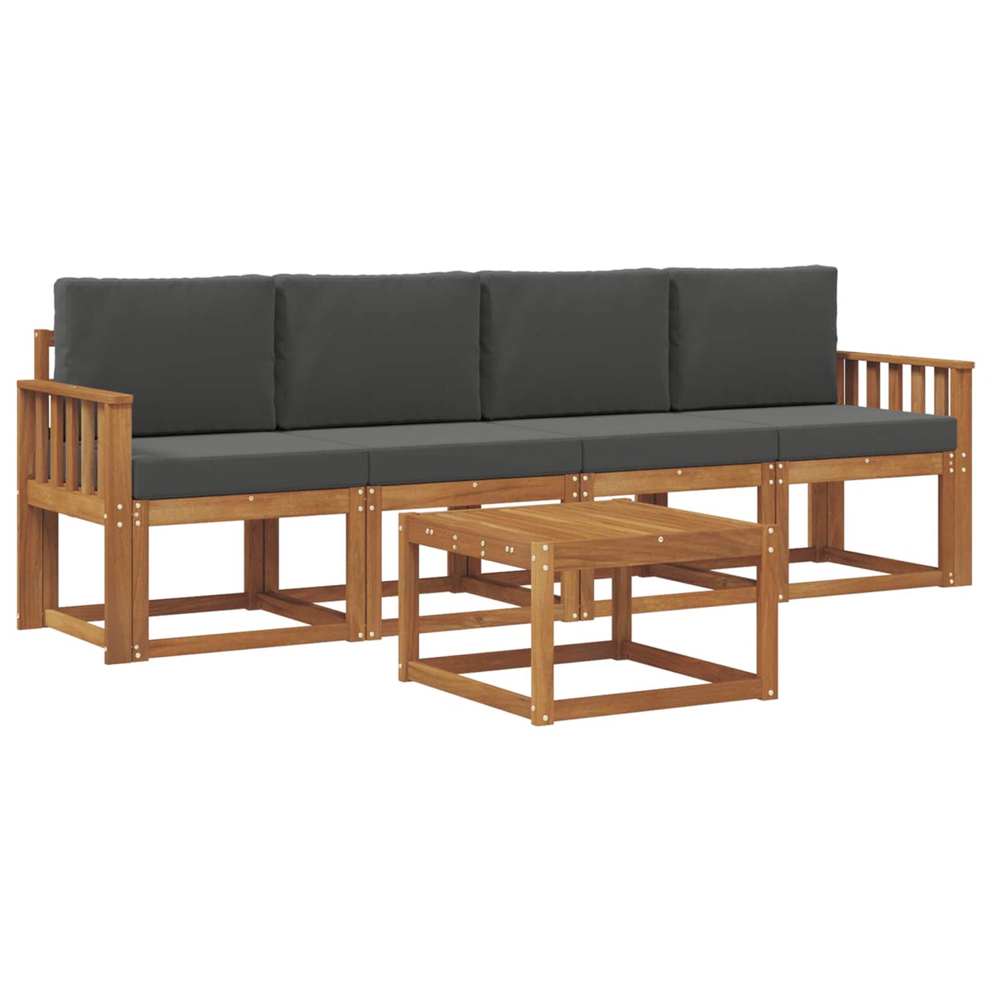 Set di divani da esterno con cuscino 5 pcs Naturale e Antracite