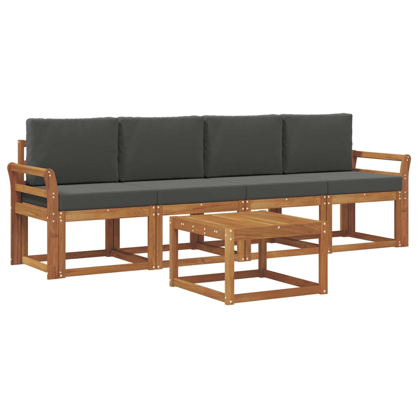 Set di divani da esterno con cuscino 5 pcs Naturale e Antracite