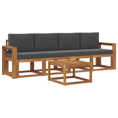 Set di divani da esterno con cuscino 5 pcs Naturale e Antracite
