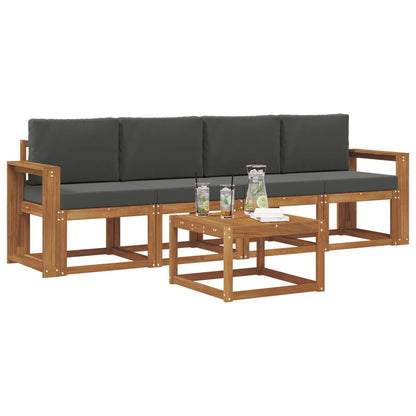 Set di divani da esterno con cuscino 5 pcs Naturale e Antracite